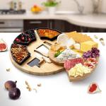 CE Approved Bamboo Cheese Board Plate Charcuterie Platter with Utensils Set