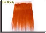 Smooth And Soft Human Hair Lace Closure Orange Color Medium Cap Size