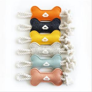 China Chewing Toy Felt Bone Shape Pet Tugboat Toy Rope for Small Dog factory