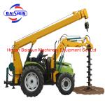 Professional tractor crane pole erection machine pole post cum auger machine for
