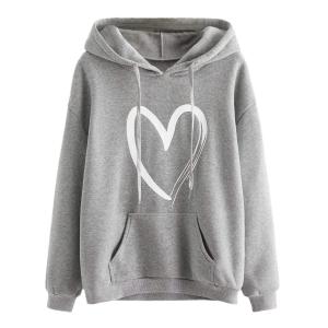China Custom Embroidery Hoodie Fall Fashion Trend Women'S Casual Heart Print Long Sleeve Pullover factory