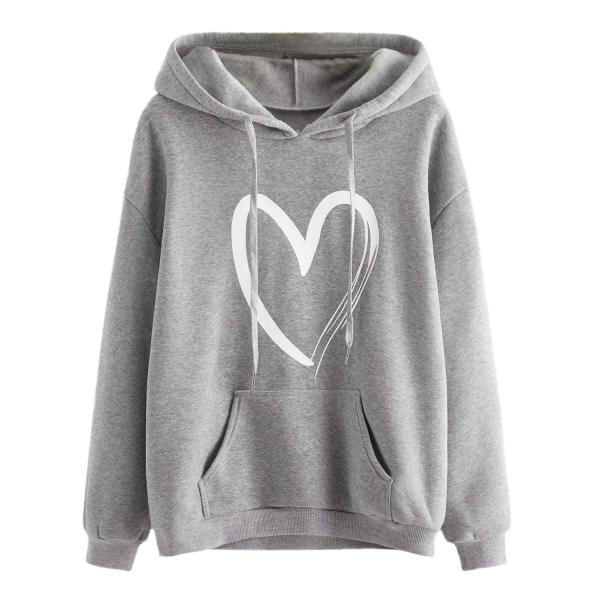 Custom Embroidery Hoodie Fall Fashion Trend Women'S Casual Heart Print Long