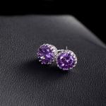 Women Fashion CZ Bling Iced Cubic Zirconia Silver Jewelry Gold Plated CZ Round