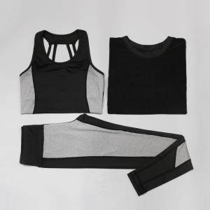 China CPG Global 2017 Spring Summer Pink Quick Dry 3 Pieces Set Stretched Bra Short Sleeves Sports Shirt with Yoga Pant T1025 factory