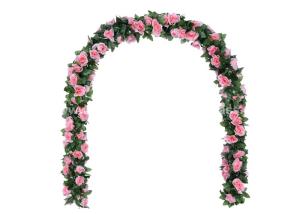China Rose Vine Artificial Silk Flower Wedding Arch 3m 3.5m 4.5m factory