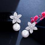Classic AAA+ Cubic Zirconia Stud Pearl Earrings For Women Party Gift Crystal