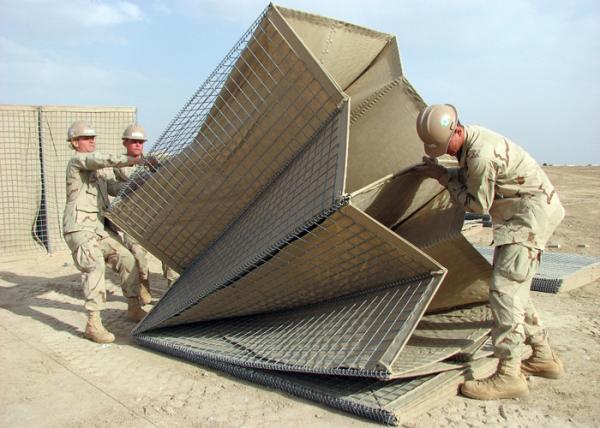 Welded Defensive Barrier / Defensive Bastion Gabion Mesh Box With Brown