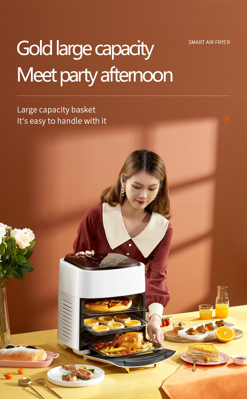 220-240V Large Capacity Air Fryer Oven with Touch Screen Control and Oil-Free Cooking