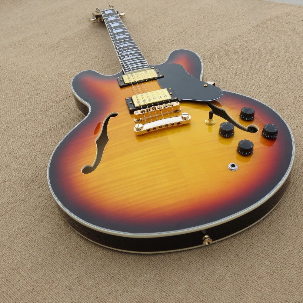 Hot Selling China L5 Electric Guitars Tiger Flame Finish
