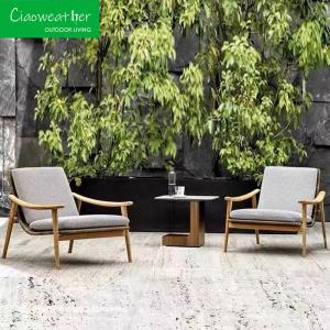 China Waterproof Cushions Teak Outdoor Dining Chairs and Table for Modern Leisure Garden Furniture in Hotel factory