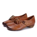S502 Retro Ethnic Style Handmade Leather Women'S Shoes Fashion New Simple Velcro