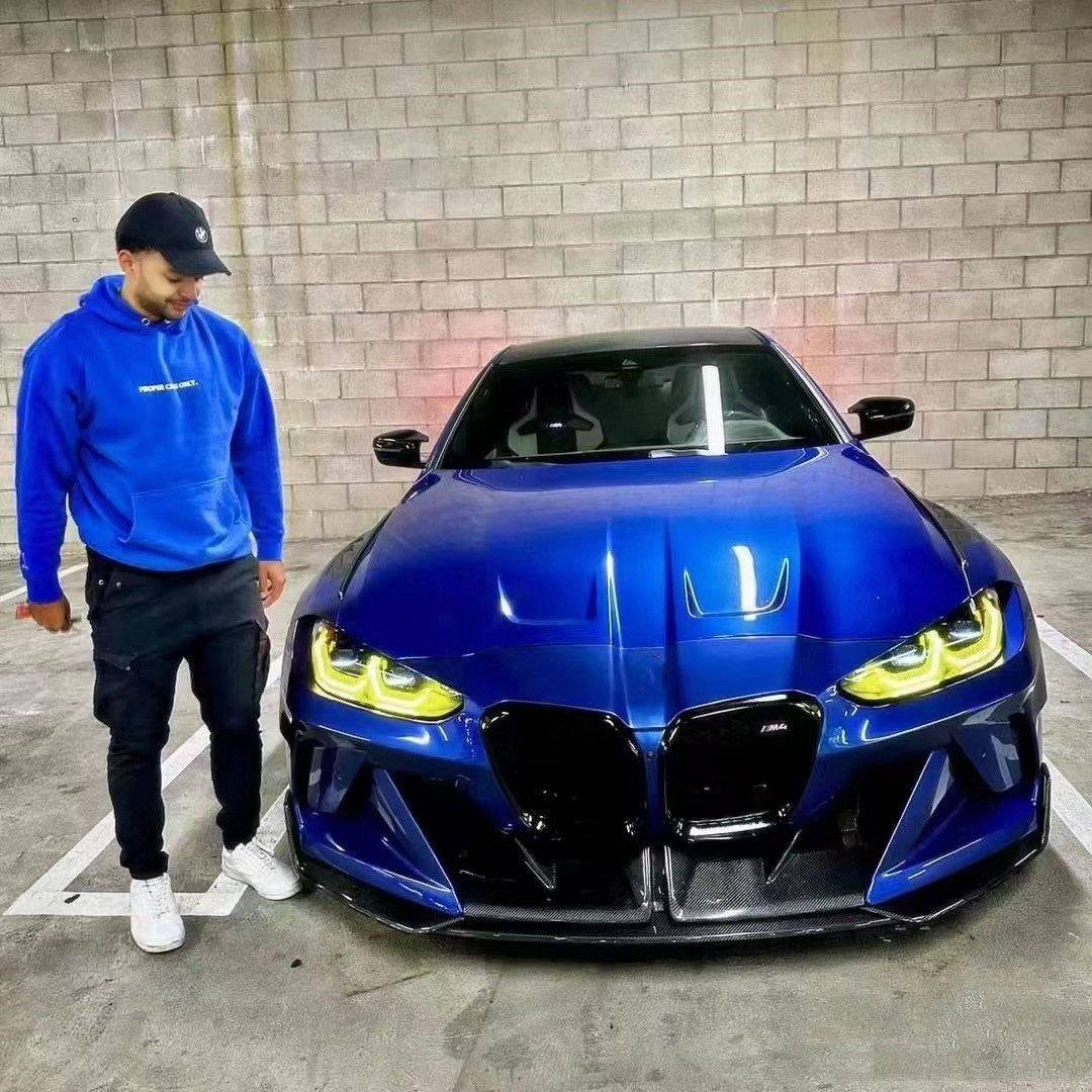 4 Coupe Bmw M3 Body Kit Blue Replace Front GEEX Style Front Bumper Fenders