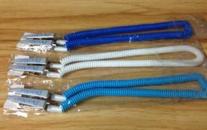 China Customized logo imprinted plastic long spring lanyard tether bib napkin coil clip holders factory