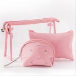 PVC Small Lightweight Toiletry Bag Eco Cosmetic Durable Multi Color Three Piece