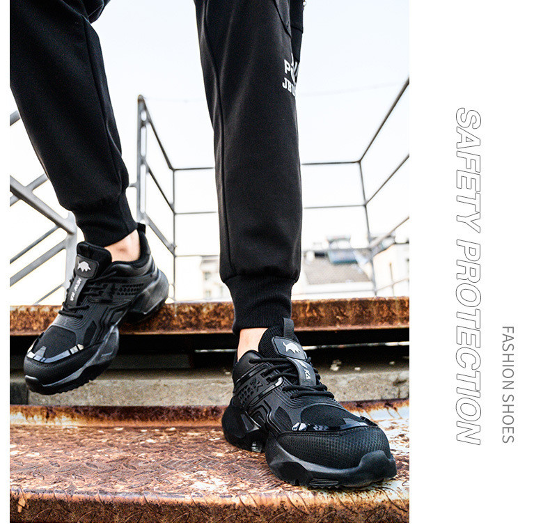 Kevlar Midsole TPU Flying Knit Work Shoes With Anti-stab Steel Toe And Breathable EVA Sole