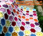 Handmade Crochet Yarn Baby Sheet Blankets Granny Square Afghan Coverlet Table