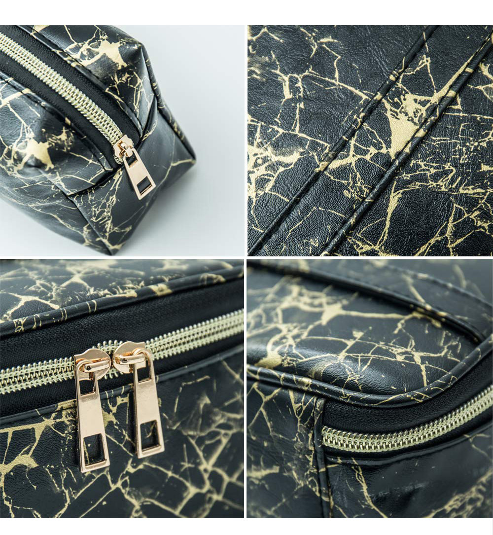 3 Packs Marble PU Cosmetic And Toiletry Bags For Women