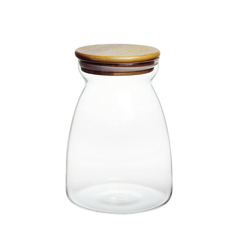 Bamboo Cover 1100ml Borosilicate Wide Mouth Preserving Jars