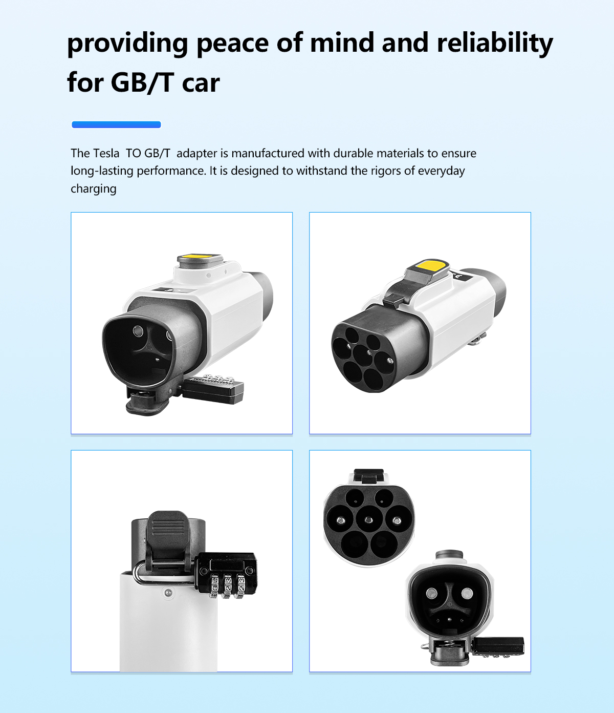Portable 7KW 32A Tesla to GBT EV Charger Converter PC Copper Black Condition Tesla Charging Adapter for GBT Car