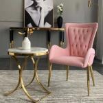 American Style Button Dining Chair 55*63*101cm Stainless Steel Leg