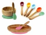 Birthday Gift Baby Feeding Spoons And Bowls With Suction Divided Plate
