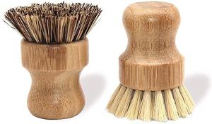 China Portable 3.2inch Natural Bamboo Dish Scrub Brush Set 2pcs Great Flexibility factory