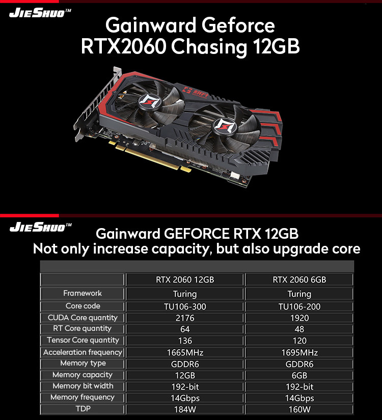 RTX2060 12G Computer Desktop Graphics Card Chasing Edition Turing Light