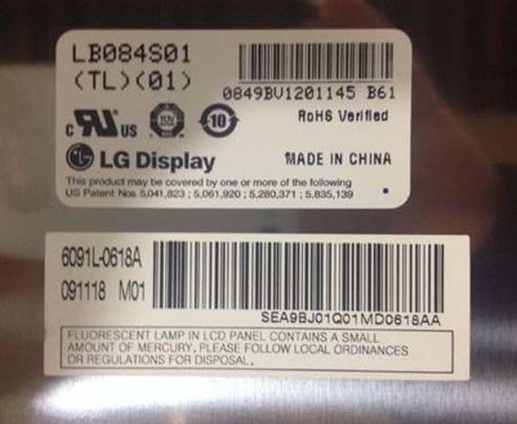 8.4" 800×600 600cd/m2 TFT LCD Panel 119PPI LB084S01-TL01 75/75/70/50 (Typ.)(CR≥10