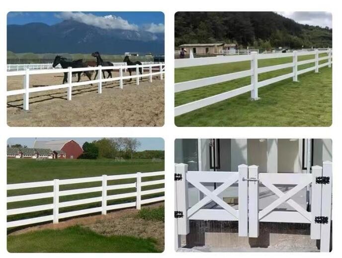 Cattle 3 Rails White Portable Horse Farm Outside PVC Farm Fence