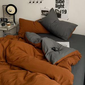 China 4-piece Duvet Cover Set Solid Color Washed Cotton Bedding Set for Adult and Child factory