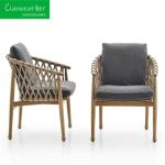 Outdoor Garden Furniture Dining Set with Solid Wood Teak Courtyard Armchair and
