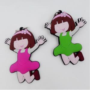 China Beautiful Pink Green 2d Girl Rubber Keyring / Soft Rubber PVC Keychain Custom Shape factory