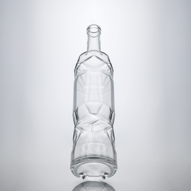 Highly Durable Liquor Glass Bottle with Embossed Pattern and Cork Stopper Perfect