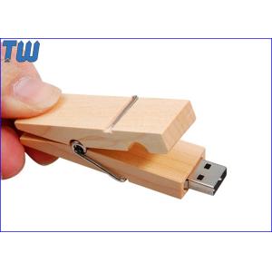 China Wooden Clothes Clip Durable Waterproof 2GB Thumbdrives Flash Disk on sale