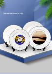Coated White Sublimation Plates Porcelain Sublimation Ornaments With Golden Edge