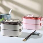Food-Grade PP Plastic And Stainless Steel Bento Box Stackable Leak-Proof Double