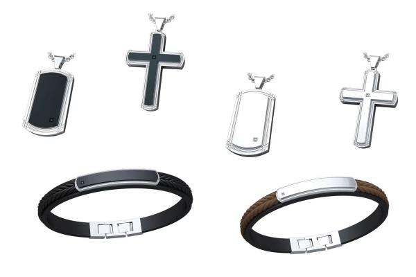 Fashion Stainless Steel Jewelry Set Men's Cross Necklace Pendant Link Bracelet