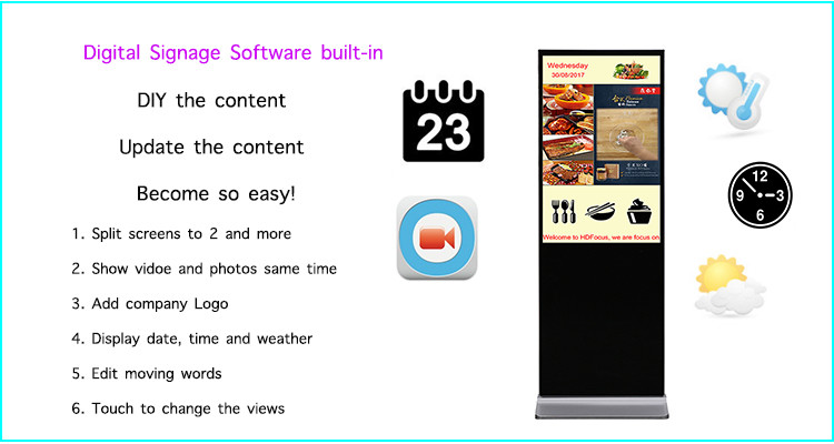 1920*1080 Full HD LED Digital Signage Display With Aluminum Alloy Frame