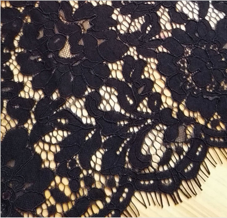 French Eyelash Lace Fabric with cord for Bridal Dress with Ivory / Pink color