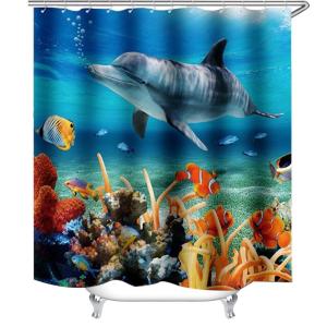 China Under Sea World Dolphins Animals Polyester Fabric Shower Curtain factory
