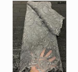 China Wholesale price tulle mesh 3D embroidery flower fabric with beads and sequins design for party factory