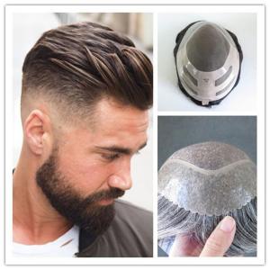 China Bond 100% Human Hair Male Wigs Toupee Replacement Fino Mono Lace Men's Capillary Prosthesis factory