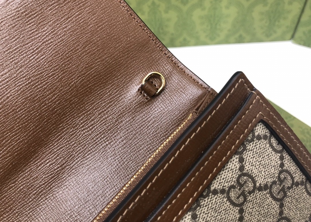 Brown Leather 1961 Series Elegant Chain Bag With Classic Double G Letters