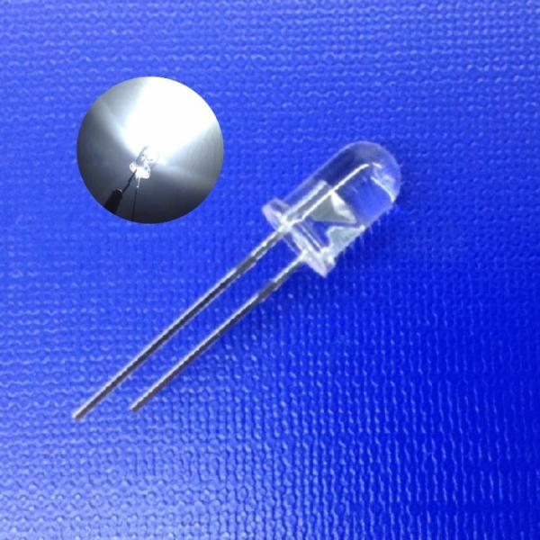 Traffic Warning Light LED Diode 5mm 45deg White Color 7000K 20000mcd High