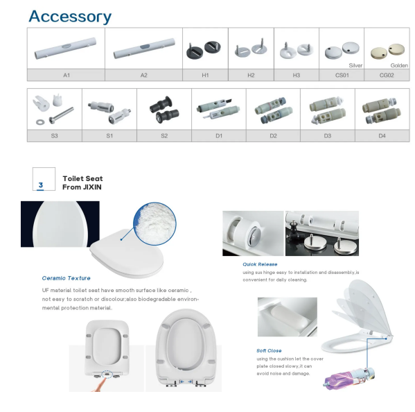 Super Thin Design UF Toilet Seat With Stainless Steel Hinge
