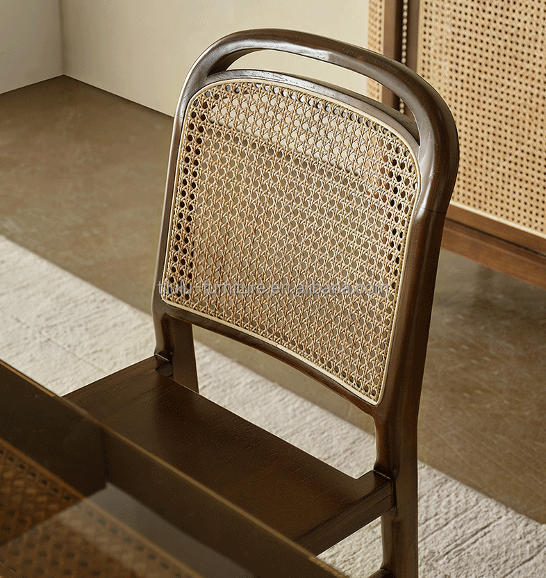 Living Room Furniture Finish Nitrolacquer Solid Wood Dining Chair for Rattan Leisure Design