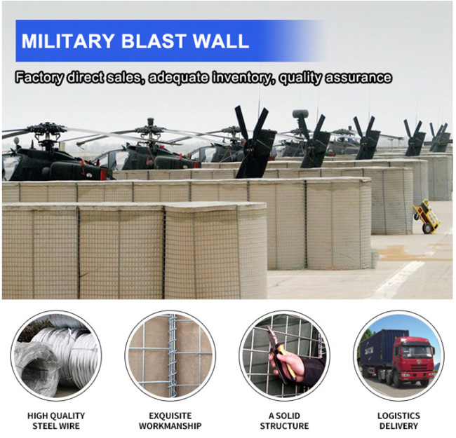 3 Inch Q195 Welded Gabion Mesh Geotextile Cloth Stone Filled Fence Blast Wall