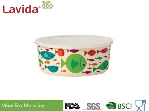 China Organic Natural Plant Fibre Bamboo Storage Containers Handrawn Cartoon Fishes factory