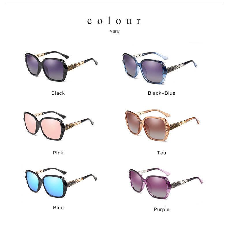 Women Big Square Oversized Sunglasses BSCI Custom Polarized Sunglasses Sparkling Composite Shiny Frame