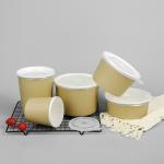 100% Eco Friendly Take Out Kraft Paper To Go Soup Bowls With Lid
